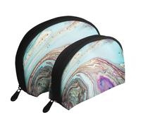 Roccia del geode dell'agata arcobaleno, Borsa per trucco a conchiglia Portamonete da donna Borsa da toilette piccola Borsa per cosmetici 2 pezzi