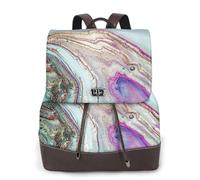 Roccia geode di agata arcobaleno,Zaino da donna, impermeabile, leggero, in pelle PU, alla moda, da viaggio