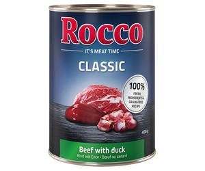 Rocco Classic 12 x 400 g Alimento umido per cani - Manzo con Anatra