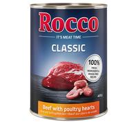 Rocco Classic 24 x 400 g Alimento umido per cani - Manzo con Cuori di Pollo