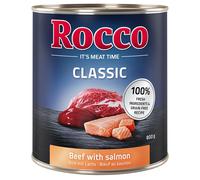 Rocco Classic 6 x 800 g Alimento umido per cani - Manzo con Salmone