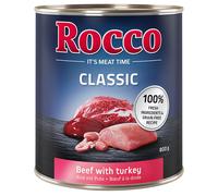 Rocco Classic 6 x 800 g Alimento umido per cani - Manzo con Tacchino