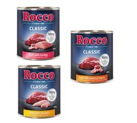 Rocco Classic Pacco misto 6 x 800 g umido per cane - Mix Pollame: Manzo e Pollo, Manzo con Cuori di Pollame, Manzo e Tacchino