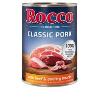 Rocco Classic Pork 24 x 400 g umido per cane - Manzo & Cuori di pollo