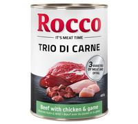 Rocco Classic Trio di Carne 24 x 400 g Alimento umido per cani - Manzo, Pollo & Selvaggina