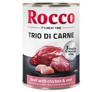 Rocco Classic Trio di Carne 24 x 400 g Alimento umido per cani - Manzo, Pollo & Vitello