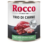 Rocco Classic Trio di Carne 6 x 800 g Alimento umido per cani - Manzo, Pollo & Selvaggina