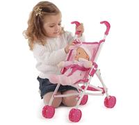 Rocco Giocattoli- Bambolina-Bambola con Passeggino, 34 cm, FB915WB
