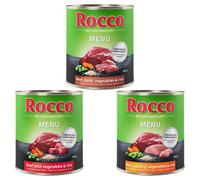 Rocco Menù 24 x 800 g - Mix: Manzo con Verdure & Riso, Manzo con Agnello Verdure & Riso, Manzo con Pollo, Verdure & Riso