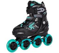 Roces Moody TIF Meisjes Pattini in Linea Regolabili Neri/Acqua (Black/Aqua, 36/40)