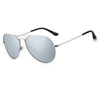 Rocf Rossini Occhiali da sole polarizzati Donna Occhiali da sole classici da pilota Occhiali retrò da uomo per la guida con protezione Case-UV400（silver/silver）