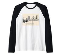 Rochester New York Vintage Skyline Disegno Maglia con Maniche Raglan