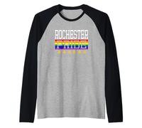Rochester Pride New York Gay Lesbiche Queer LGBT Bandiera Arcobaleno Maglia con Maniche Raglan