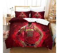 Rochile LeBron James Set Di Biancheria Da Letto Con Stampa 3D, Copripiumino in Microfibra, Con Cerniera E Federe Copripiumini Single（140x200cm）
