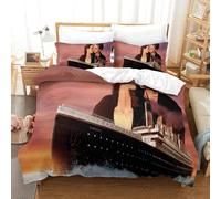 Rochile Titanic Set Di Biancheria Da Letto Con Stampa 3D Per Bambini E Adulti, 3 Pezzi Copripiumino in Microfibra Con Chiusura Lampo E Federe Double(200x200cm)