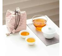 ROCILB Set da tè da Viaggio in Vetro, Piccola Tazza da Bubble Tea, Borsa Portatile per Auto, teiera da Esterno, Due Tazze, teiera Express con Filtro