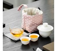 ROCILB Set da tè da Viaggio in Vetro, Piccola Tazza da Bubble Tea, Borsa Portatile per Auto, teiera da Esterno, Due Tazze, teiera Express con Filtro