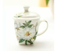 ROCILB Tazza da caffè in Porcellana Bone China da 500 ml, Camelia Verde, Bicchiere in Porcellana, Tazza da tè in Ceramica, Tazza in Ceramica Bianca, Originale