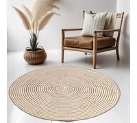 Rocio - Tappeto rotondo in iuta, 150 cm, per esterni, rotondo, intrecciato, per giardino o balcone, per interni in soggiorno, cameretta dei bambini, decorazione mediterranea per la vostra casa