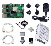 ROCK 4 Modello C+ 4GB Starter Kit con Alimentatore, Custodia, Scheda MicroSD Precaricata, Dissipatore di Calore e Ventola, Rock 4C+ Kit Computer per Scheda Singola