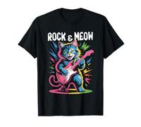 Rock And Meow - Gatto Che Suona la Chitarra elettrica, per Uomini, Donne e Bambini Maglietta