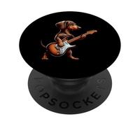 Rock And Roll Bassotto Cane Grafico Per Chitarrista Concerto PopSockets PopGrip Adesivo