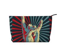 Rock and Roll - Borsa per il trucco in velluto a coste con chiusura a cerniera, multifunzione, 22 x 7 x 17 cm, per viaggi, campeggio, vacanze, fitness, Nero , Taglia unica
