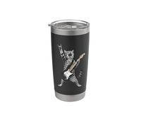 Rock and Roll Cat Playing Electric Guitar Tabby Kitten Bicchiere termico in acciaio inox doppia parete