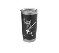 Rock and Roll Cat Playing Electric Guitar Tabby Kitten Bicchiere termico in acciaio inox doppia parete