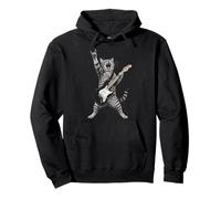 Rock And Roll Cat Playing Electric Guitar Tabby Kitten Felpa con Cappuccio