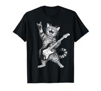 Rock And Roll Cat Playing Electric Guitar Tabby Kitten Maglietta
