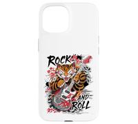 Rock and Roll Chitarra Classico Giapponese Tiger Tattoo Irezumi Custodia per iPhone 15