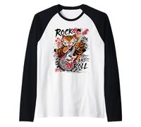 Rock And Roll Chitarra Classico Giapponese Tiger Tattoo Irezumi Maglia con Maniche Raglan