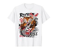 Rock And Roll Chitarra Classico Giapponese Tiger Tattoo Irezumi Maglietta
