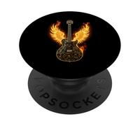 Rock and Roll - Chitarra con ali fiammeggianti PopSockets PopGrip Adesivo