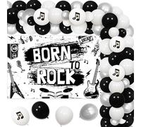 Rock and Roll Decorazioni per feste di compleanno per ragazzi Guitar Balloon Garland Arch Kit, Born to Rock Music Elements Sfondo, bianco e nero Crenics Rock a tema festa di compleanno forniture
