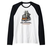 Rock And Roll Ironic Raccoon Pensionamento Maglia con Maniche Raglan