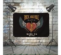 Rock and Roll Never Die Fun Punk Metal Music Arazzo da parete bandiera vintage hard rock poster da appendere striscione per casa all'aperto camera da letto dormitorio decorazione da parete 60 x 140 cm
