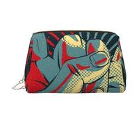 Rock and roll - Piccola borsa per il trucco in pelle portatile con stampa Rock and roll, borsa da viaggio per cosmetici, organizer per donne, cerniera dorata, Oro, One Size, Astuccio per trucchi