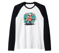 Rock and Roll Pig - Costume da batterista Maglia con Maniche Raglan
