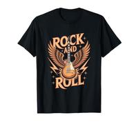 Rock And Roll Vintage Guitar with Wing Music Maglietta