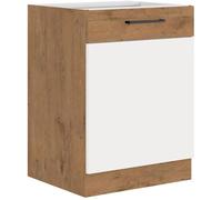 ROCK - Base - rovere Lancillotto e melaminico bianco lucido - 60 cm - 1 anta battente