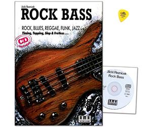 Rock Bass - Schule von Jaecki reznicek - Foundation, Equipment, esercizi, tonarten, rhythmik... - Lehr materiale con CD e originale Dunlop plek