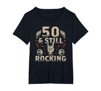 Rock Biker Cinquant'anni Compleanno 50 E Still Rocking Maglietta, Donna Plus-Size, Nero, 2X