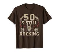 Rock Biker Cinquant'anni Compleanno 50 E Still Rocking Maglietta, Uomo, Marrone, XL