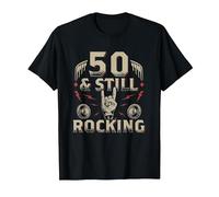 Rock Biker Cinquant'anni Compleanno 50 E Still Rocking Maglietta, Uomo, Nero, L