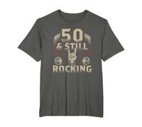 Rock Biker Cinquant'anni Compleanno 50 E Still Rocking Maglietta, Uomo Taglie Grandi, Asfalto, 3X Tall