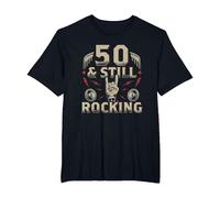 Rock Biker Cinquant'anni Compleanno 50 E Still Rocking Maglietta, Uomo Taglie Grandi, Nero, 6X Tall