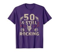 Rock Biker Cinquant'anni Compleanno 50 E Still Rocking Maglietta, Uomo, Viola, XXL
