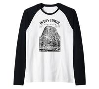 Rock Climbing Climber Devils Tower Bear Lodge Salita Posizione Maglia con Maniche Raglan